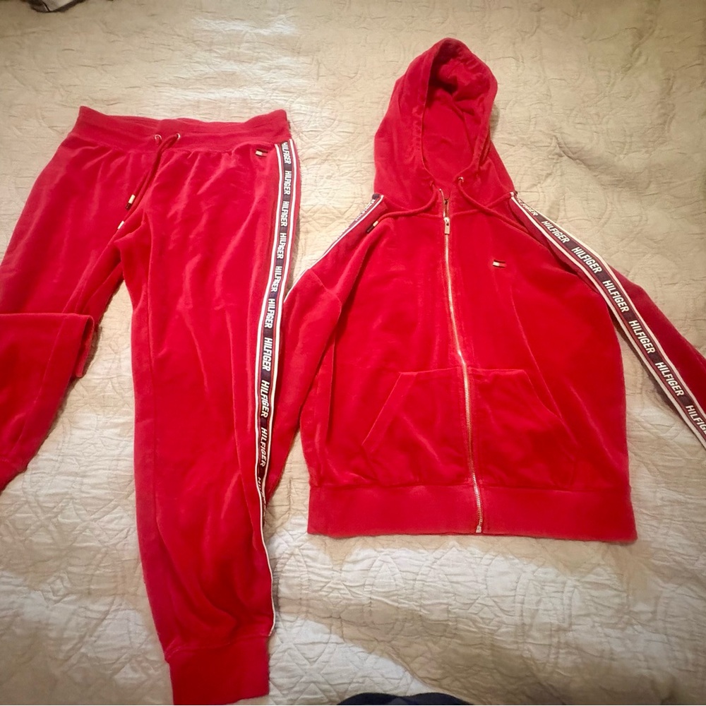 Tommy Hilfiger Sport Red velour tracksuit